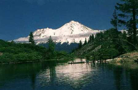 Mount Shasta seen across the water